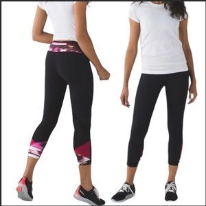 Lululemon Pace Rival Crop Black/Multi Legging with Pockets